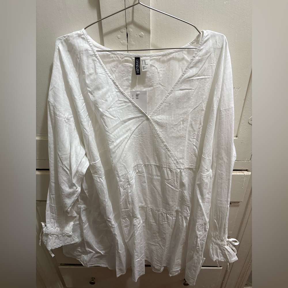NWT H&M Divided 3XL Long-Sleeve White Cotton Dress